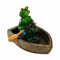 Садовая фигура 14 х 13 х 9,5 см "Лягушка в лодке" Водоплавающая