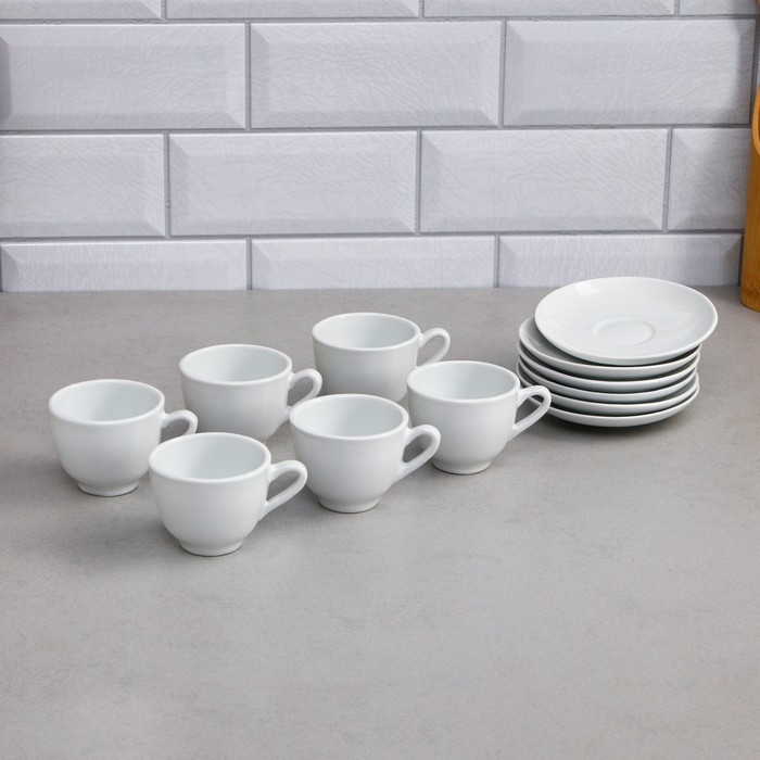 Кофейный набор &laquo;Лимон&raquo;, 12 предметов, 6 чашек 100 мл, фарфор, Иран