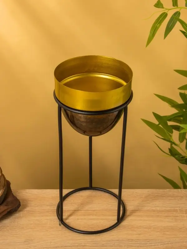 Кашпо на подставке "Золотое руно" железо 15,5х15,5х35,5 см