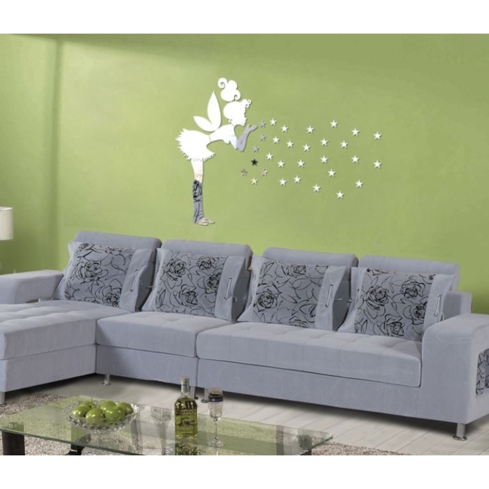 Наклейки интерьерные "Феечка", зеркальные, декор на стену, панно 32х15 см