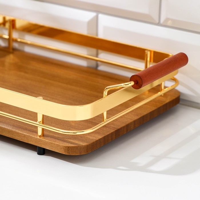 Поднос Ferra, 30&times;20 см, цвет коричнево-золотой