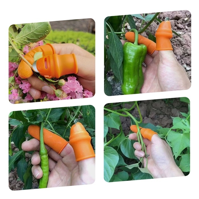 Напальчник с лезвием 90&deg; + 4 защитных напальчника, для сбора урожая, Greengo
