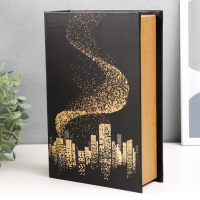 Сейф-книга дерево кожзам "Город в ночных огнях. Золото" 27х18х7 см