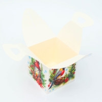 Новый год. Подарочная коробка Новогодняя КУБ МАКСИ "Еловый венок" 15 х 15 х 19 см.