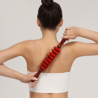 Массажёр &laquo;Скалка&raquo;, универсальный, 36 &times; 6 см, 8 дисков, деревянный