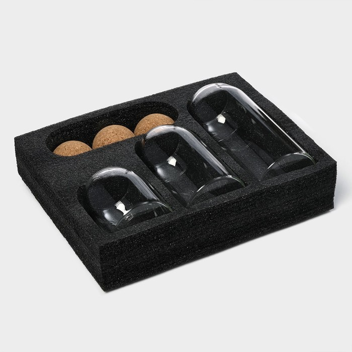 Банки стеклянные для хранения сыпучих продуктов Magistro &laquo;Эко&raquo;, 3 предмета: 450/700/1000 мл, с пробковой крышкой