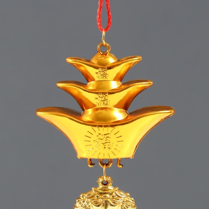 Подвеска пластик, текстиль "Денежный мешок и пирамида из слитков ямб" 2,7х7,5х35 см