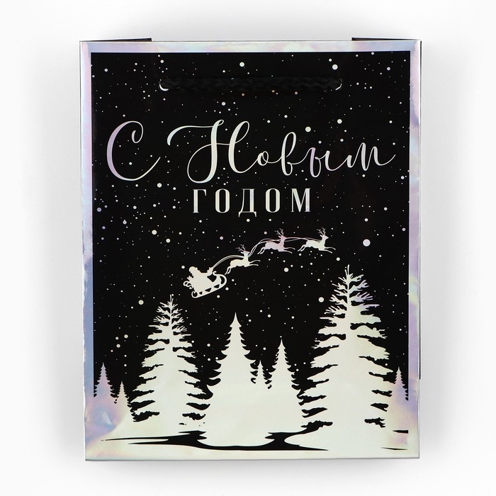 Пакет голографический вертикальный &laquo;Зимний лес&raquo;, S 12 х 15 х 5.5 см , Новый год