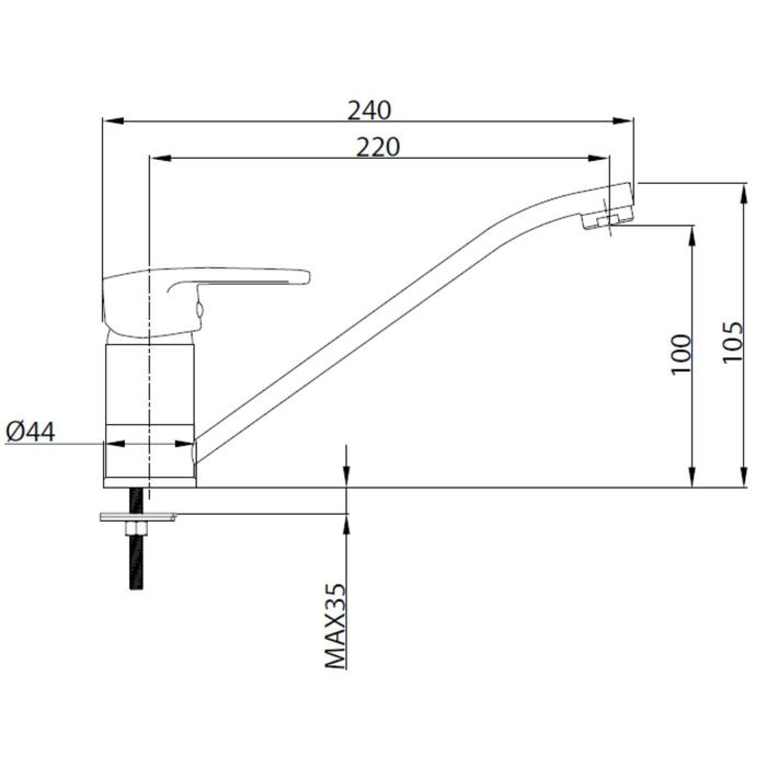 Смеситель для кухни Istok life Standard 0402.716, однорычажный, хром