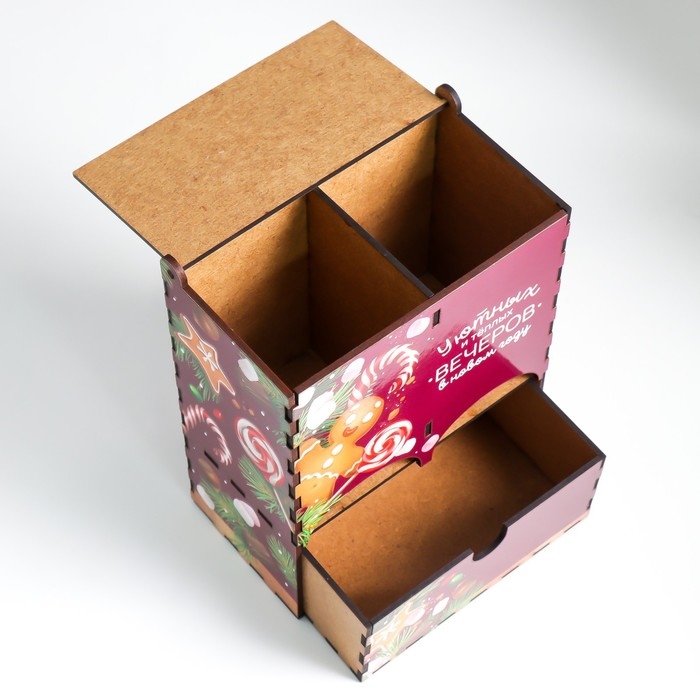 Чайный домик с ящиком "Пряничный дом" 20х15х8,5 см