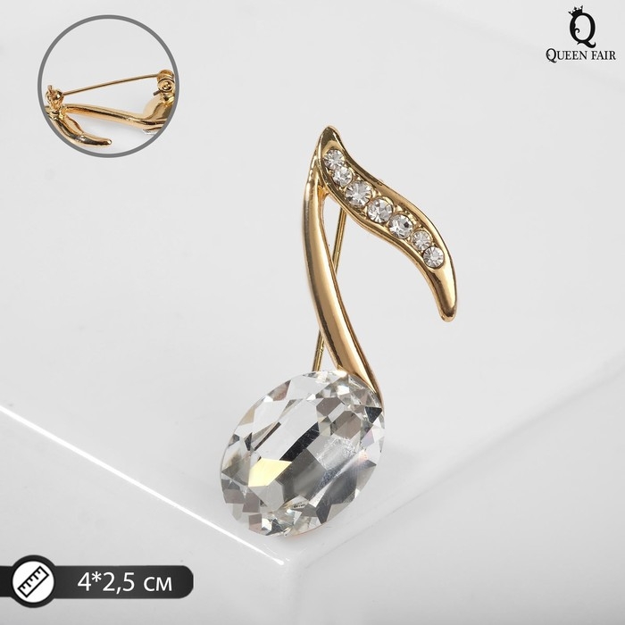 Брошь &laquo;Нота&raquo; из симфонии, цвет белый в золоте