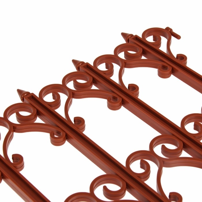 Ограждение декоративное, 25 &times; 180 см, 5 секций, пластик, терракотовое, &laquo;Классика&raquo;