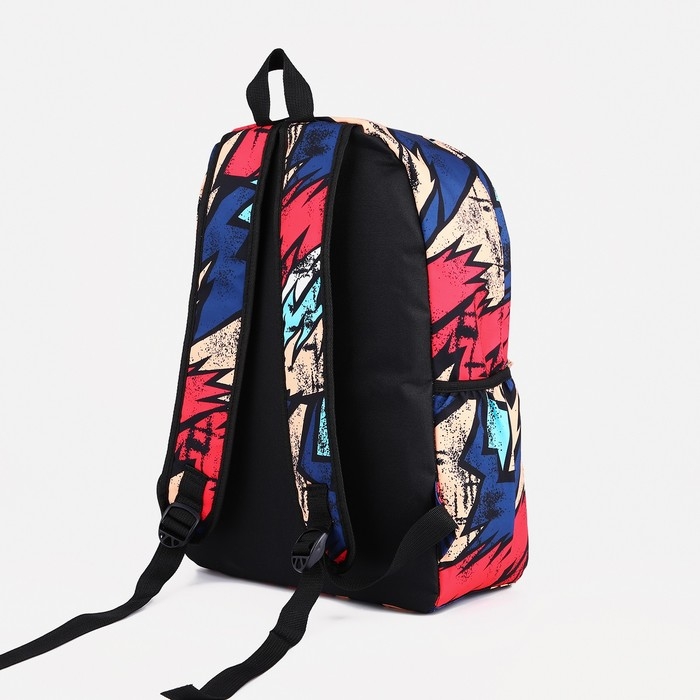 Рюкзак школьный из текстиля на молнии, 3 кармана, цвет красный/синий