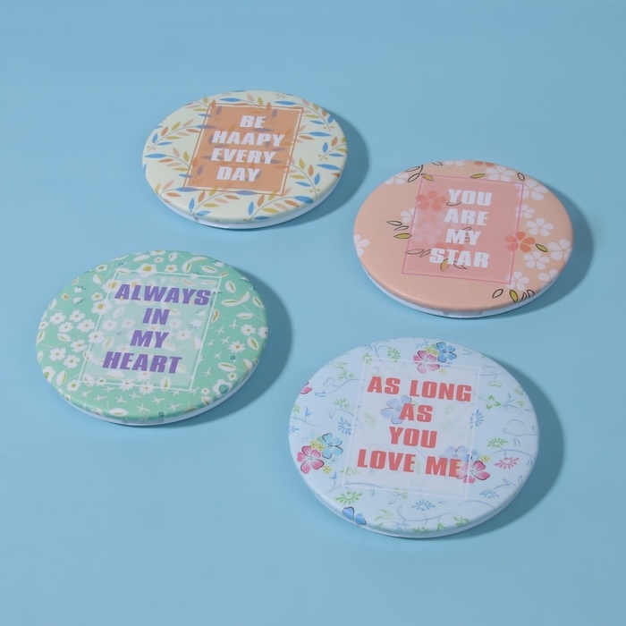 Зеркало складное &laquo;Надписи&raquo;, d = 7,5 см, рисунок МИКС