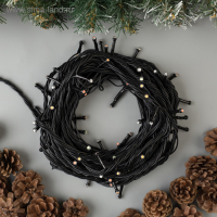 Гирлянда &laquo;Нить&raquo; 10 м, IP44, УМС, тёмная нить, 72 SMD-LED, свечение мульти, 220 В
