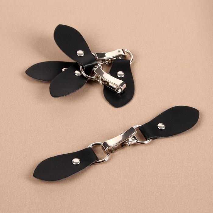 Застёжка-клевант 15,5 &times; 3 см, 3 шт, цвет чёрный/серебряный