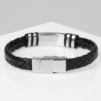 Браслет унисекс &laquo;Мощь&raquo;, цвет чёрный с серебром, 22 см