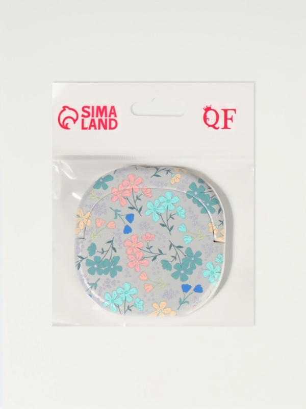 Зеркало карманное &laquo;Узор&raquo;, с подставкой, 8 &times; 8 см, цвет белый