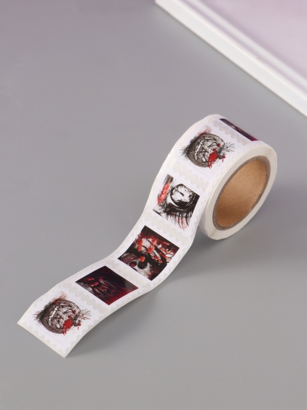 Наклейка бумага "Марки. Хэллоуин" 3х3 см 200 шт в рулоне