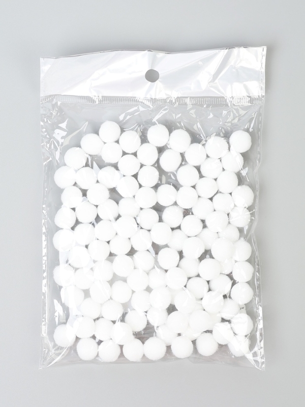 Набор текстильных деталей для декора &laquo;Бомбошки&raquo; 100 шт. набор, размер 1 шт. 1,2 см, цвет белый