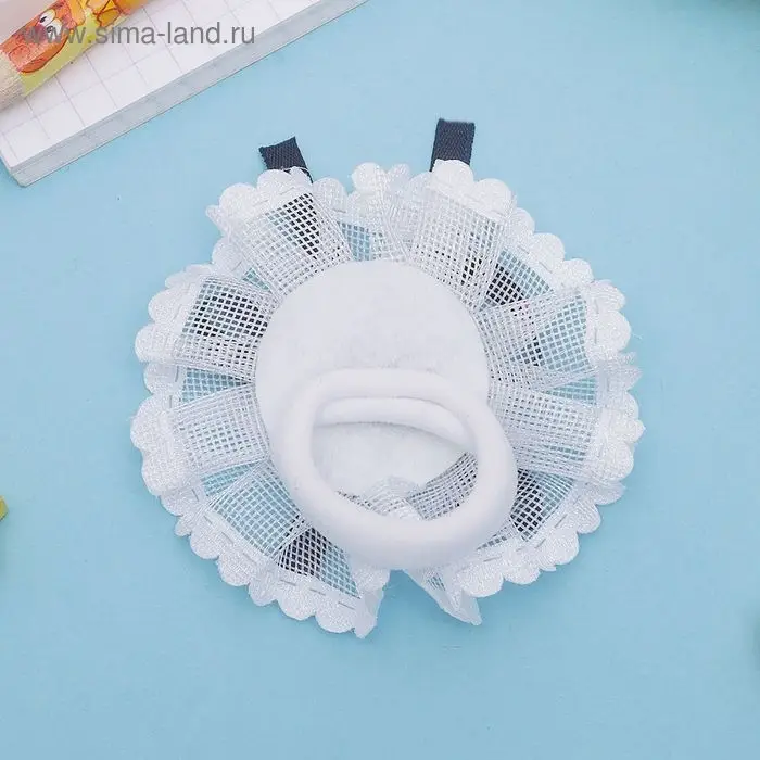 Резинка для волос бант &laquo;Школьница&raquo;, лента цветок, d=6.5 см, сине-белый