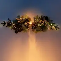 Декор настенный &laquo;Снежноягодник&raquo;, 72&times;20 см, 18 LED, от батареек CR2032&times;2, свечение тёплое белое