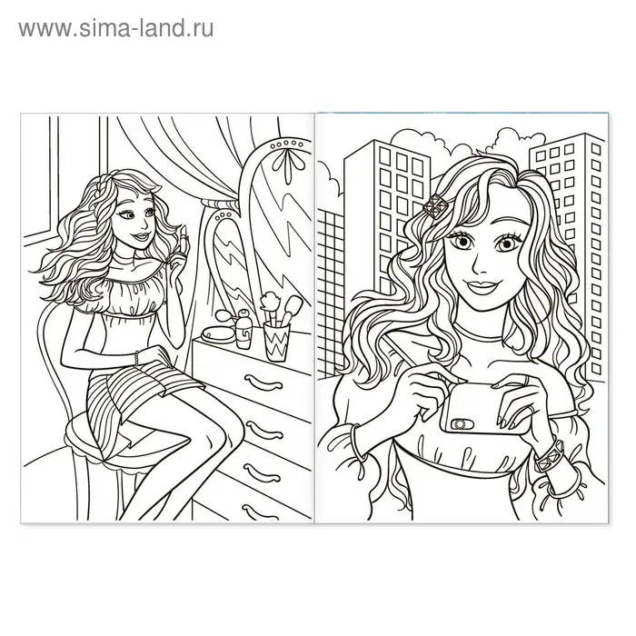 Раскраска для девочек &laquo;Стильные девчонки&raquo;, 16 стр., формат А4