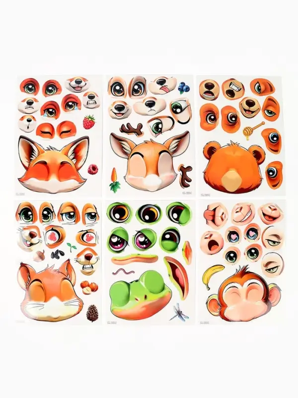 Аппликация наклейками "Весёлые мордашки"