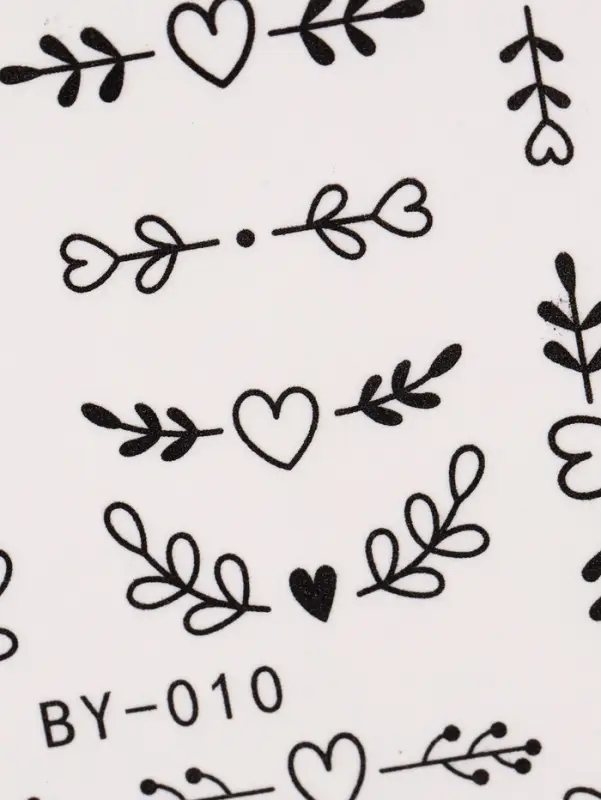 Слайдеры для ногтей &laquo;Сердечки и веточки&raquo;, чёрные