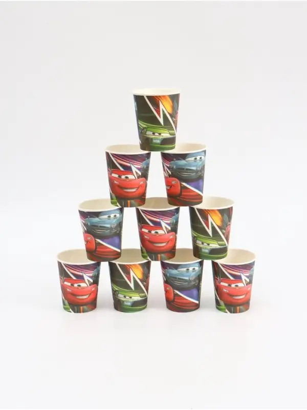Стакан одноразовый 250 мл, набор 10 шт, Машинки