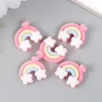 Пластиковый декоративный элемент &laquo;Арт Узор. Радуга с сердечком&raquo;, бархатное напыление, 0.6&times;1.7&times;2 см