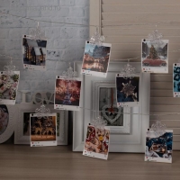 Гирлянда &laquo;Нить&raquo; 4.5 м с насадками &laquo;Прищепки-снежинки&raquo;, IP20, прозрачная нить, 20 LED, свечение синее, 220 В