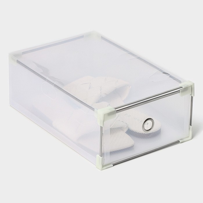 Коробка для хранения обуви выдвижная Доляна Middle size, 20&times;31&times;11 см, 3 шт, цвет белый