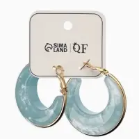 Серьги-кольца акрил "Тренд", цвет голубой в золоте