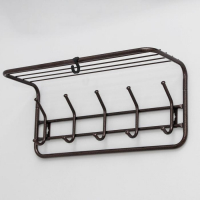 Вешалка настенная с полкой на 5 крючков, 60&times;22&times;26,5 см, цвет медный антик