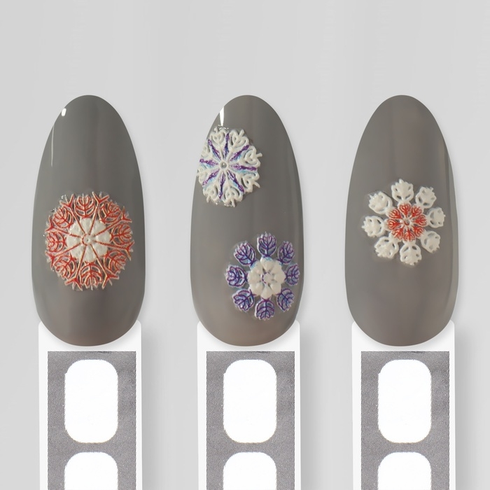 Новый год! Наклейки для ногтей &laquo;Снежинки&raquo;, объёмные, цвет красный/синий/белый