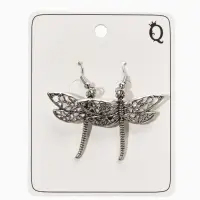Серьги метал "Аутентичность" стрекоза, цвет чернёное серебро