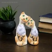 Фигура "Love Коты ушастые" 13х6х17 см белые/золото (набор 2шт)