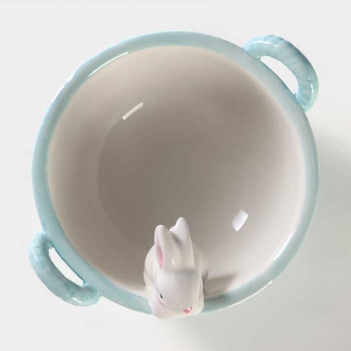 Конфетница Доляна &laquo;Зайка&raquo;, 19,5&times;16,5&times;12,5 см, цвет голубой