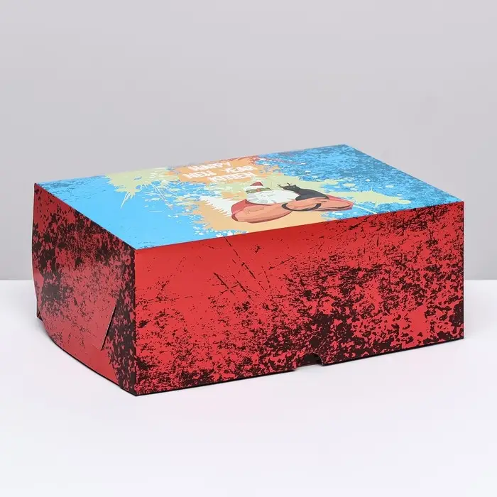 Коробка складная, двухсторонняя Happy New Year, 25&times;17&times;10 см