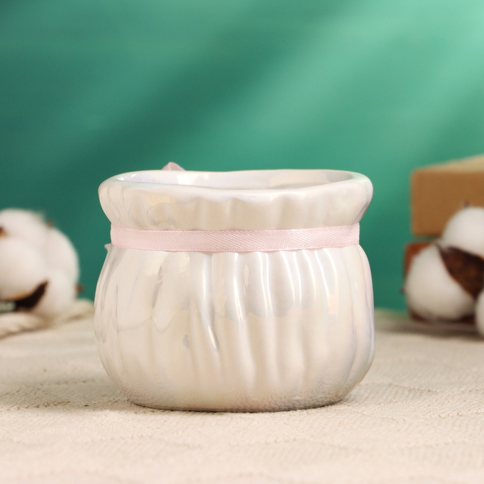 Кашпо "Мешочек Мартин" круглый, 9х9х7см, белый