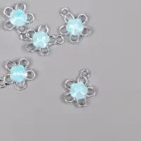 Декор для творчества металл "Цветок" серебро, голубой 1,8х1,5х0,5 см