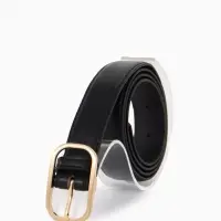 Ремень жен 05-01-01-01, Июнь2512, 3*0,3*110 см, без винта, пряж золото, 1 прокол, черный
