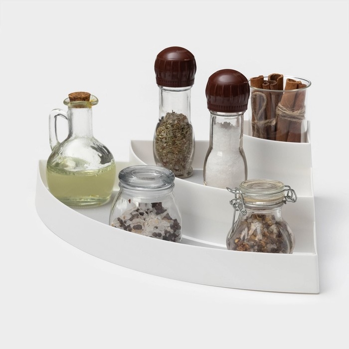 Подставка для специй 3 яруса Griten, угловая, 30&times;30&times;8,7 см, цвет белый