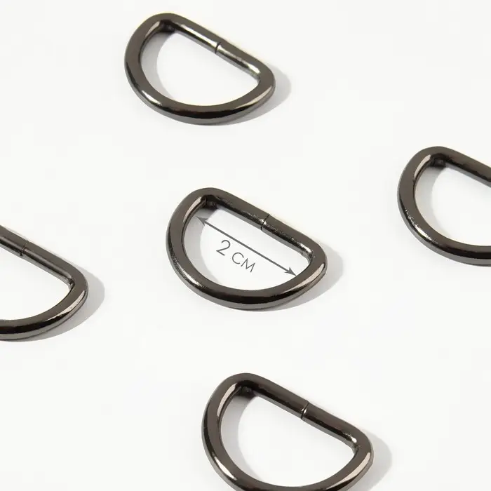 Полукольцо для сумок, d=20 мм, толщина - 3 мм, 10 шт., цвет чёрный никель