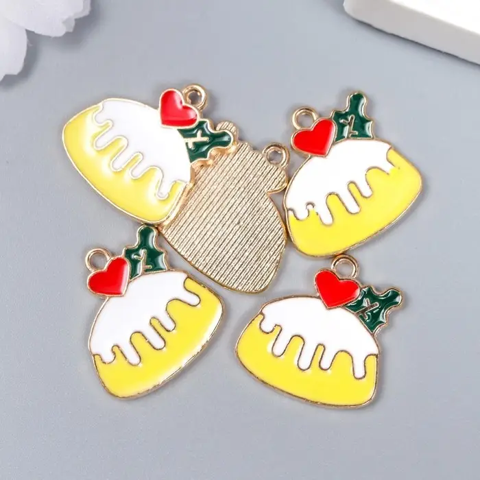 Металлический элемент, декоративная подвеска &laquo;Арт Узор. Кекс с сердечком&raquo;, эмаль, 2&times;2 см