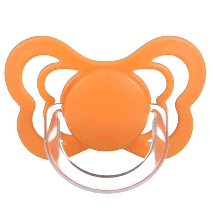 Соска - пустышка ортодонтическая, силикон, +6 мес., с держателем цвет оранжевый