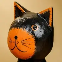 Сувенир "Кот с табличкой WELCOME" дерево 10х7х16 см, цв. чёрно-рыжий