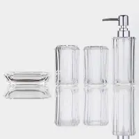Набор для ванной "Кристалл" 4 предмета (дозатор, 2 стакана, мыльница)