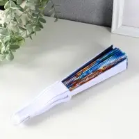 Веер пластик, текстиль "Морские ракушки" МИКС 23 см